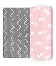 Load image into Gallery viewer, XoXo Zig Zag Luxe Foam Play Mat | Rose Pink &amp; Gray | LARGE
